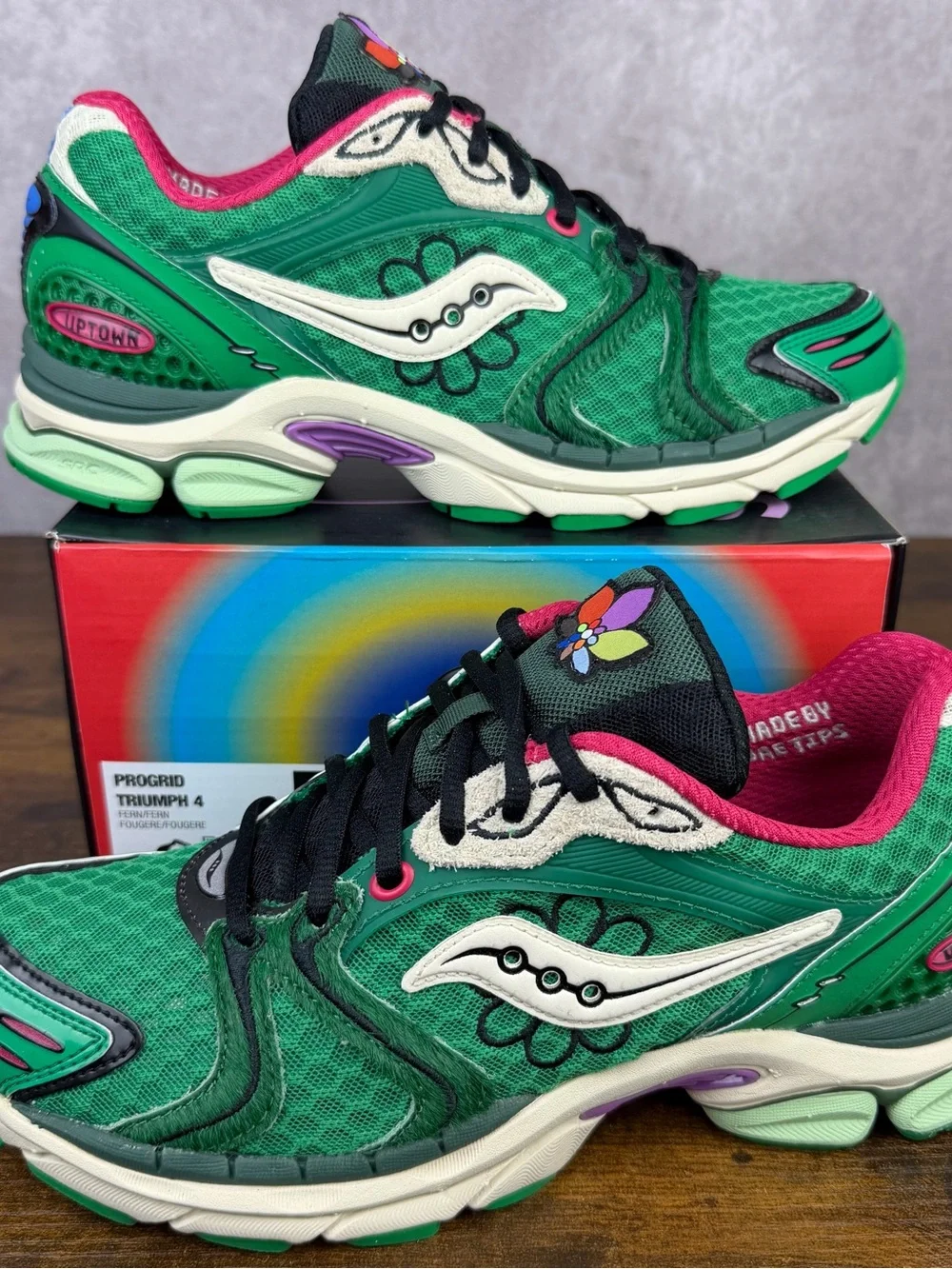 Saucony ProGrid Triumph 4 x Jae Tips Flowers Grow Fern Green Size 7.5 S70966-4